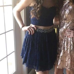 2 piece navy homecoming dress